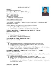 FURQAN K. HASHMI Contact University College of Pharmacy