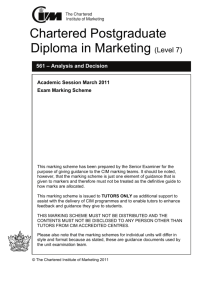 Analysis & Decision Marking Scheme March 2011