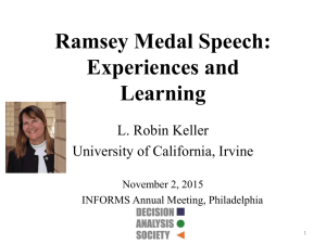 Ramsey Medal Speech: Experiences and Learning
