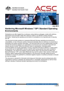 ACSC Protect Hardening Microsoft Windows 7 SP1 Standard