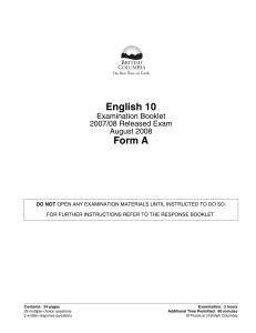 English 10 Form A