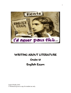 WRITING ABOUT LITERATURE Grade 10 English Exam