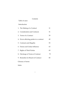 Contents Table of cases Introduction 1. The Making of a Contract 11
