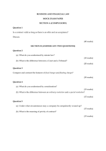 BUSINESS AND FINANCIAL LAW MOCK EXAM PAPER SECTION A