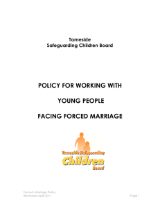 Policy for working with young people facing forced marriage