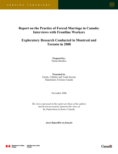 Report on the Practice of Forced Marriage in Canada: Interviews