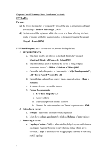 1 Property Law B Summary Notes (condensed version): CAVEATS