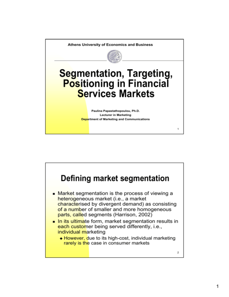 market segmentation financial services case study