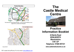 Practice Leaflet September 2011 - Castle Medical Centre, Kenilworth