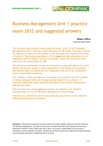 Business Management Unit 1 practice exam 2012 and suggested