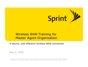 Wireless WAN Training for Master Agent Organization