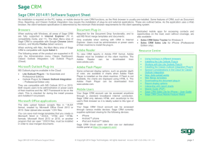 Sage CRM Cloud Software Support Sheet