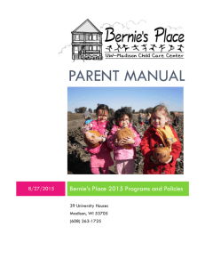 Bernie's Place Parent Manual - Office of Child Care and Family