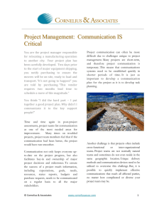 Project Management: Communication IS Critical