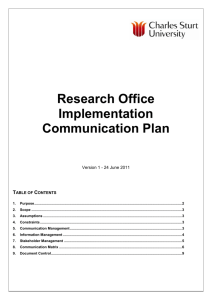 Research Office Implementation Communication Plan