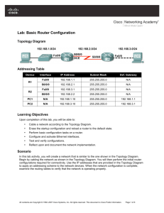 Lab: Basic Router Configuration