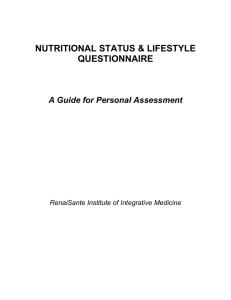 NUTRITIONAL STATUS & LIFESTYLE QUESTIONNAIRE