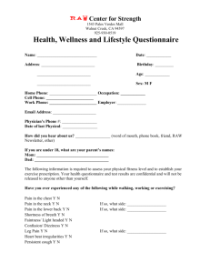 Health, Wellness and Lifestyle Questionnaire