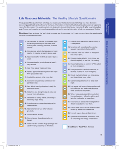 Lab Resource Materials: The Healthy Lifestyle Questionnaire The
