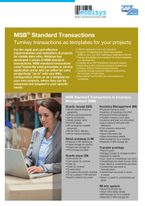 MSB® Standard Transactions
