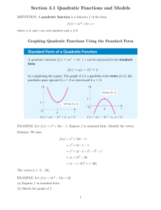 Section 3.1 Quadratic Functions and Models