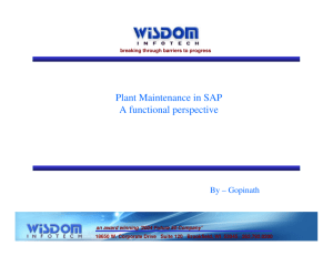 Plant Maintenance in SAP A functional perspective
