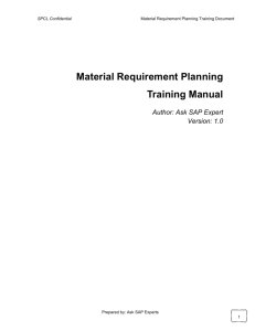 Material Requirement Planning Training Manual