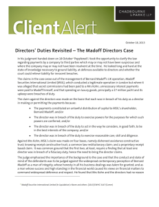 Directors' Duties Revisited – The Madoff Directors Case