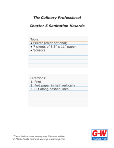 The Culinary Professional Chapter 5 Sanitation Hazards