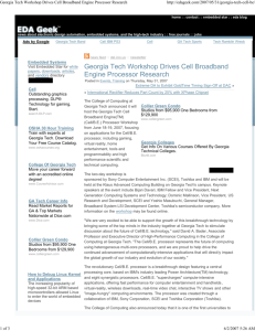 Georgia Tech Workshop Drives Cell Broadband Engine Processor