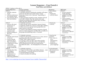 Lesson Sequence – Core French 6