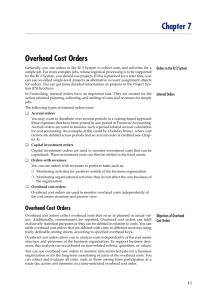 Overhead Cost Orders