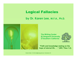 Logical Fallacies PPT - Vanguard University of Southern California