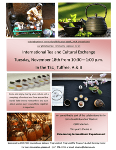 International Tea and Cultural Exchange Tuesday, November 18th