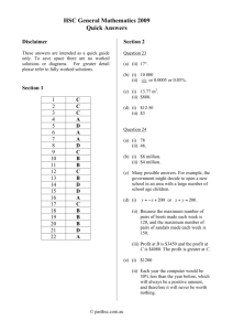 HSC General Mathematics 2009 Quick Answers
