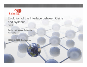 Evolution of the Interface between Osiris and Syllabus