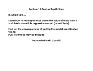 Lecture 11: Tests of Restrictions In which you … Learn how to test
