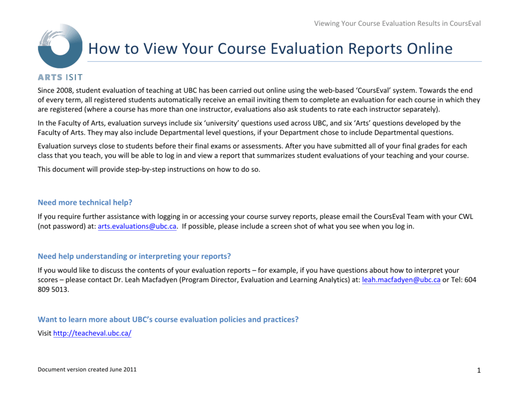 How To View Your Course Evaluation Reports Online
