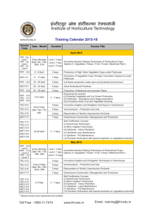 Training Calendar - Institute of Horticulture Technology