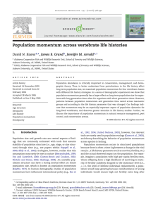 Population momentum across vertebrate life histories