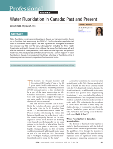 Water Fluoridation in Canada: Past and Present