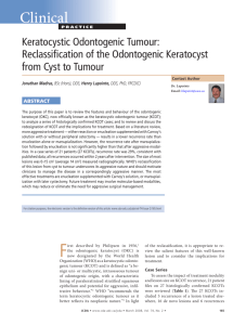 Keratocystic Odontogenic Tumour: Reclassification of the