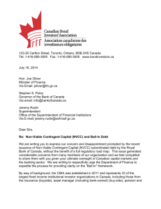 Letter from CBIA to Finance BofC OSFI re NVCC