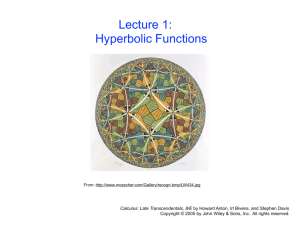 Lecture 1: Hyperbolic Functions