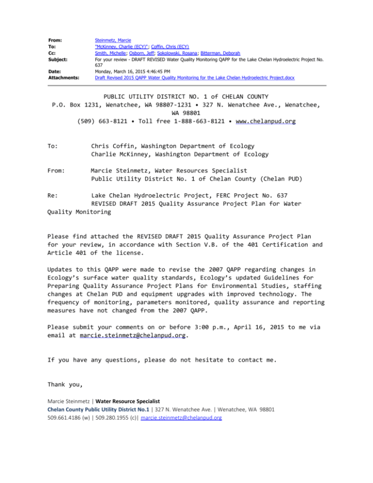 Quality Assurance Project Plan
