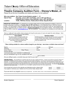 Theatre Company Audition Form ompany Audition Form – Disney's