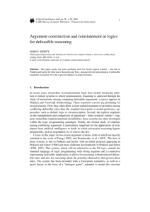 Argument construction and reinstatement in logics for defeasible