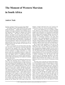 The Moment of Western Marxism in South Africa