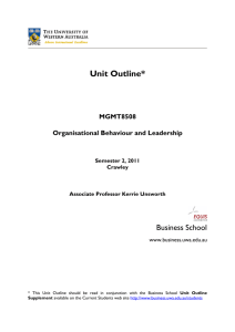 MGMT8508 Organisational Behaviour and Leadership Semester 2