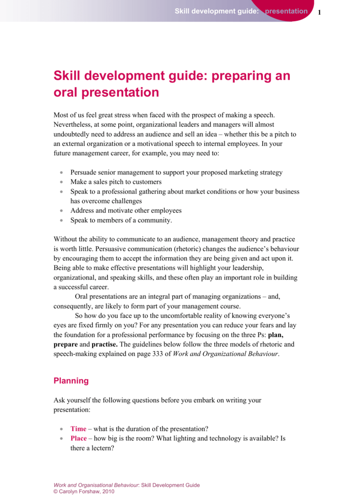 purpose of oral presentation pdf